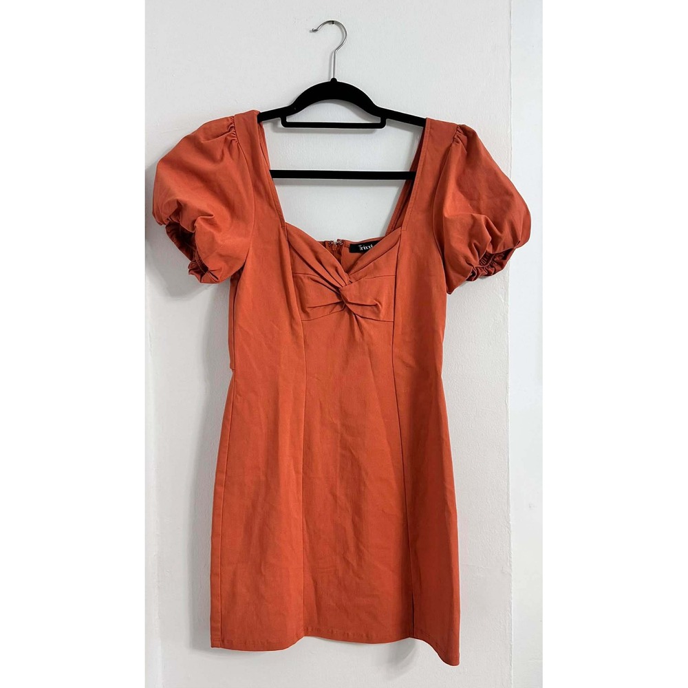 Trixxi‎ Cottagecore Rust Puff Sleeve Dress Womens M - Picture 2 of 8